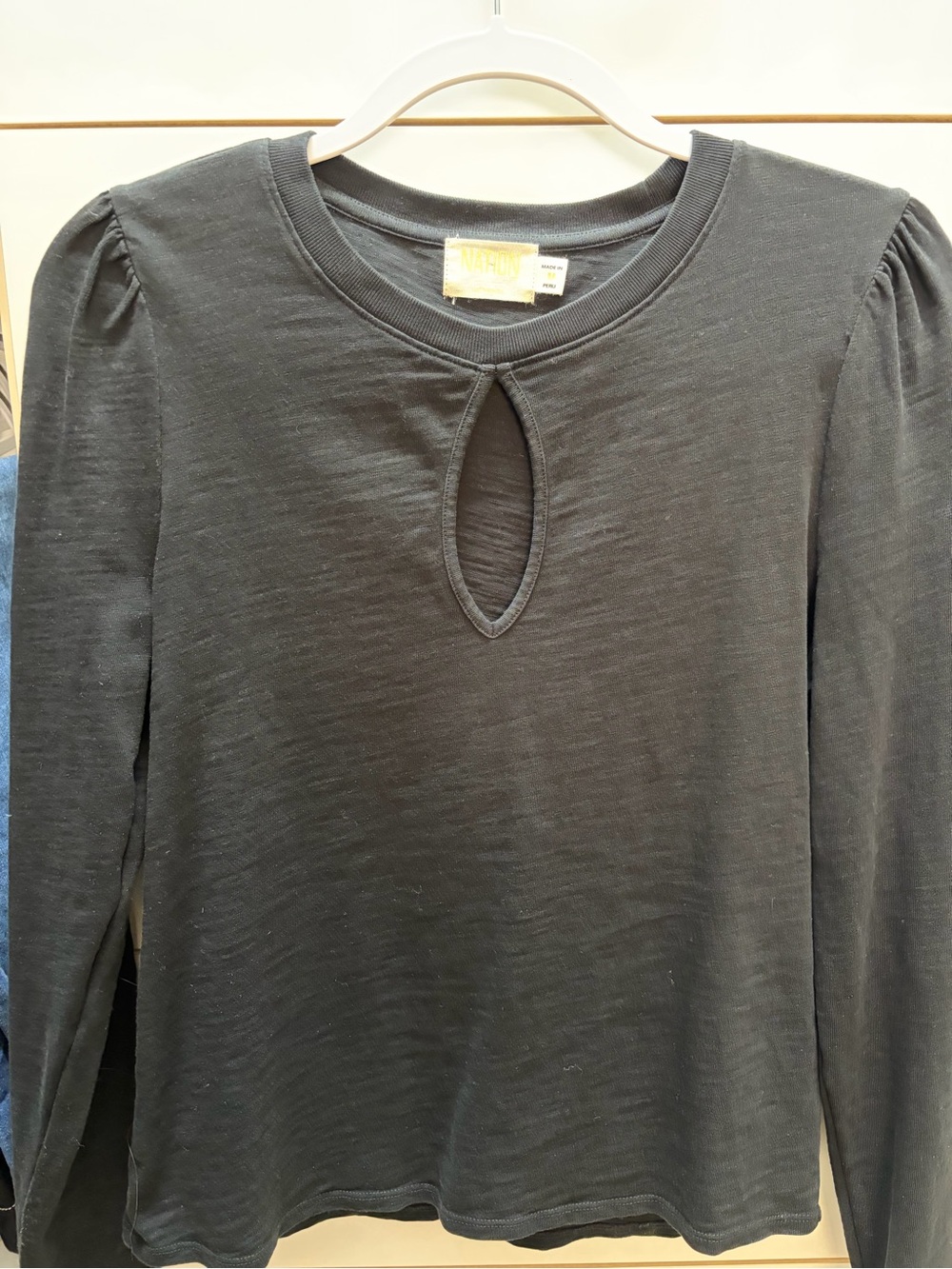 Nation LTD Black Long Sleeve Top with Front Keyhole
